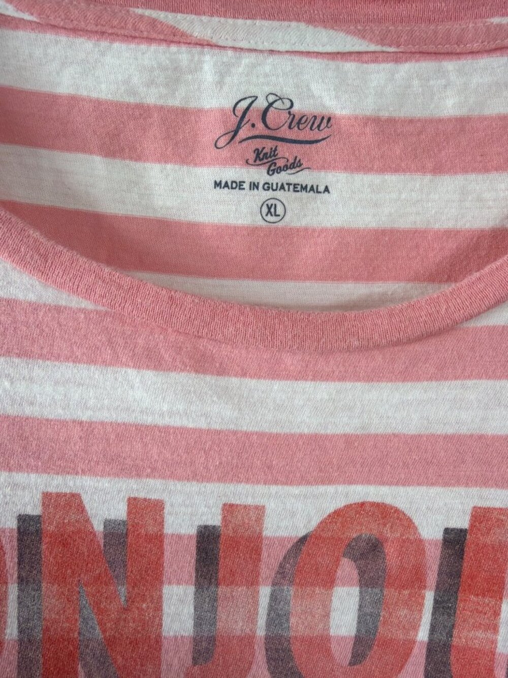 J.Crew Bonjour De Savoie Pink Stripe Graphic Tee French Alps XL Cotton - Picture 6 of 14